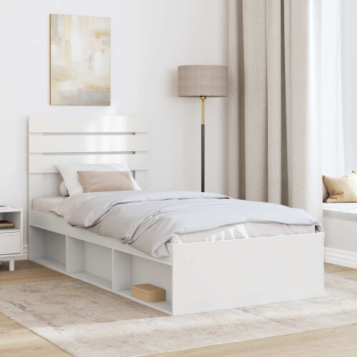 VidaXL vidaXL Bed Frame with Headboard White 90 x 190 cm Solid Pine Wood 2