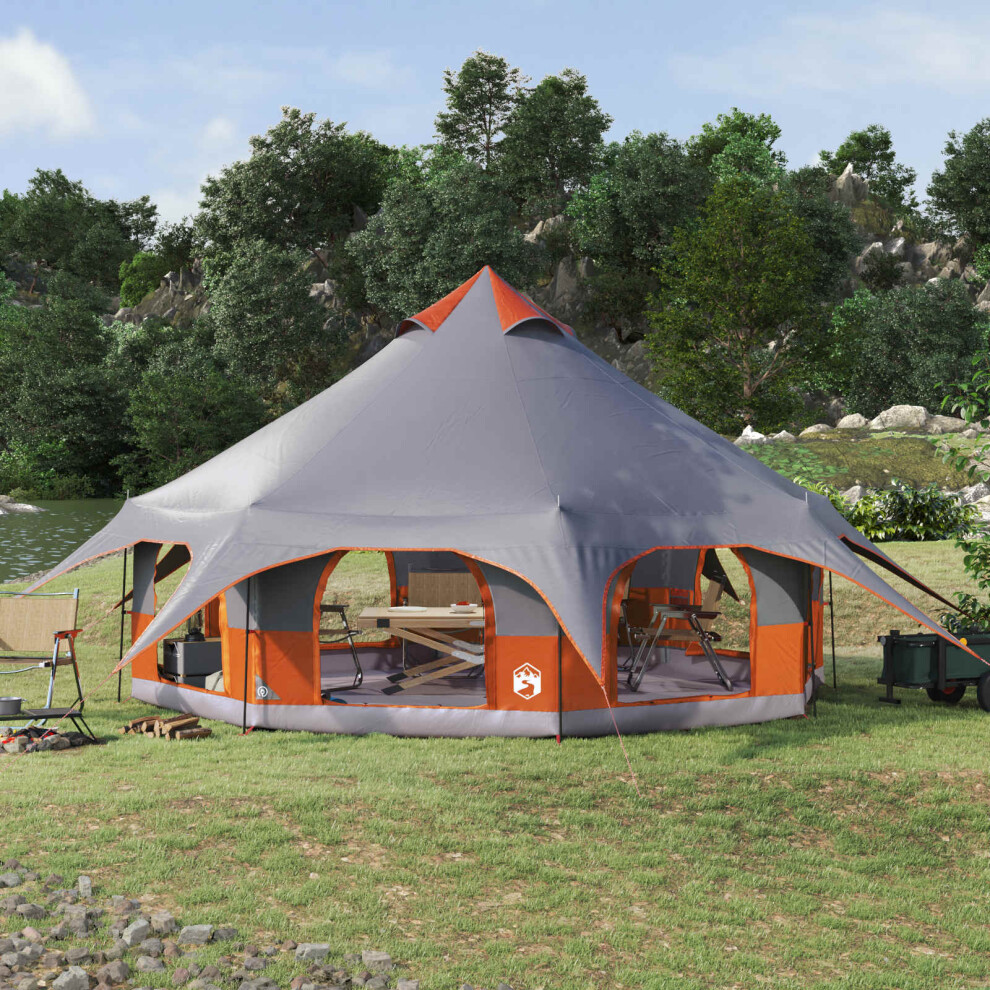 Vidaxl Family Tent Grey And Orange 10-Person