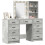 VidaXL vidaXL Dressing Table with Mirror Lights 3 pcs Grey Engineered wood 3