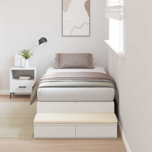 VidaXL vidaXL Storage Bed Frame with Drawer White 90 cm Engineered Wood