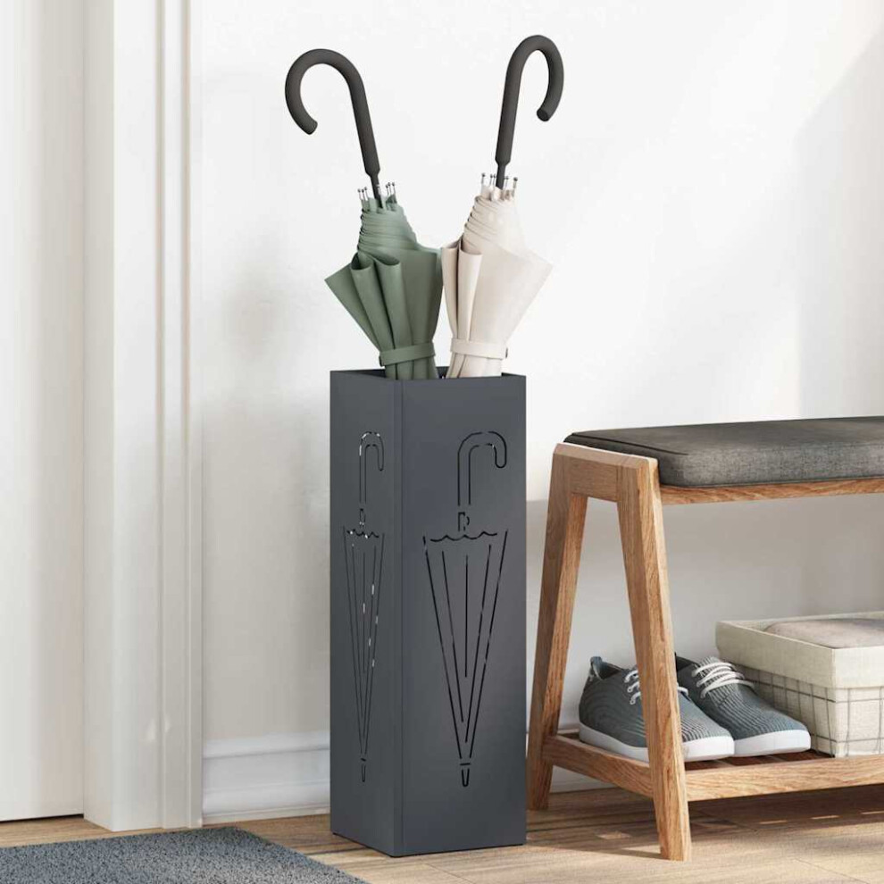 Vidaxl Umbrella Stand 15.5 X 15.5 X 49 Cm Metal Anthracite