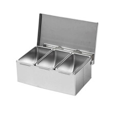 (3 Grids) Stainless Steel Condiment Server Organizer Condiment Bar Storage Containers for