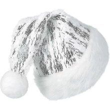 (Silver) Santa Hat for Adults, Deluxe White Velour Santa Hat with Soft Liner, Santa Santa Hat with Red Coloured Silk for Men WomenZZ43