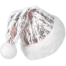 (Red) Santa Hat for Adults, Deluxe White Velour Santa Hat with Soft Liner, Santa Santa Hat with Red Coloured Silk for Men WomenZZ43