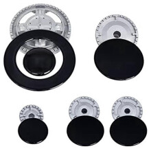 Gas Stove Burner Caps & Flame Crown Set - 6 Zinc Alloy Hoods with 5 Diffusers for Even Heat Distribution