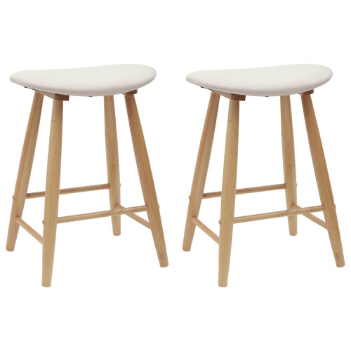 VidaXL vidaXL Dining Chairs 2 pcs Natural 46 x 37 x 63 cm Solid Rubber Wood 1