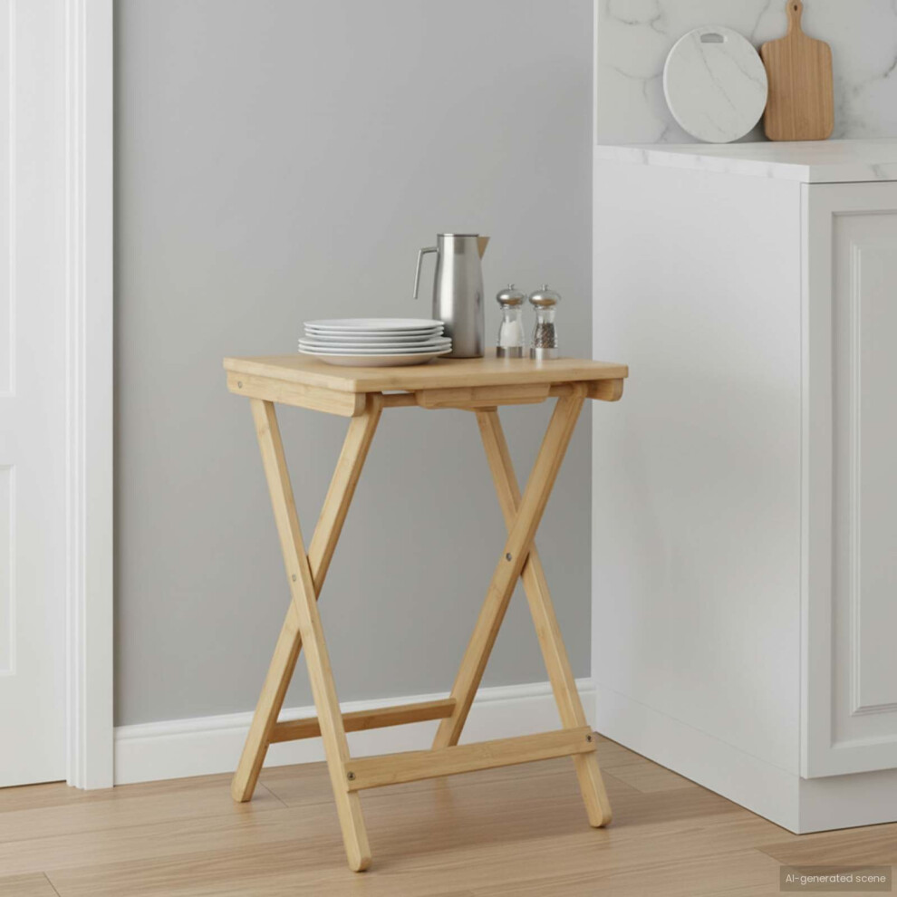 Vidaxl Kitchen Table Folding Manual Natural 40 X 30 X 53.5 Cm Bamboo