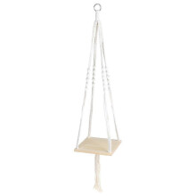 (A1) Macrame Plant Hanger with Square Wooden Plate Tray Woven Cotton Rope Hanging Planter Shelf Flower Pot Holder Stand Rack Bohemian Home Decoration