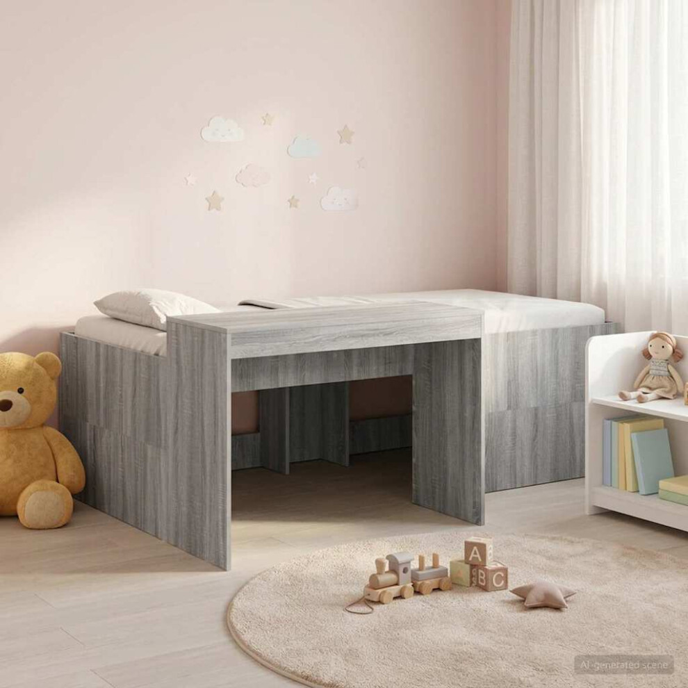 Vidaxl Kids'high Bed Frame With Desk Sonoma Engineered Wood Grey