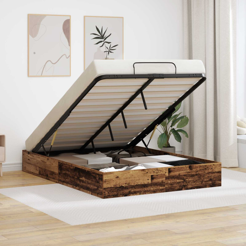 Vidaxl Ottoman Bed Frame Old Wood 203 X 140 X 25 Cm Engineered Wood