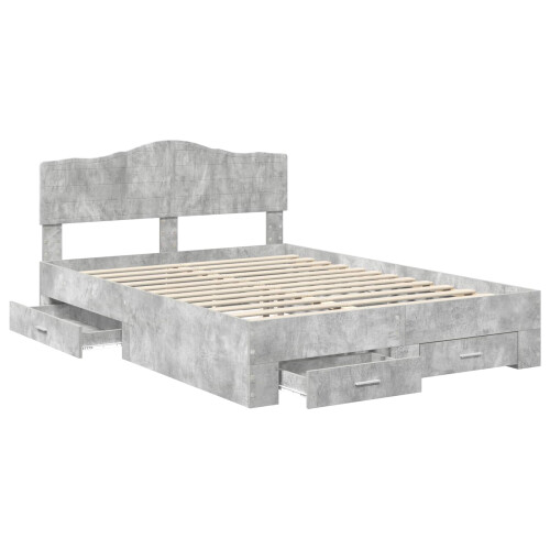 VidaXL vidaXL Bed Frame Concrete Grey 150 x 200 cm Engineered Wood 2