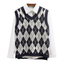 (S, Blue) Ladies Loose V Neck Sweater Vest Women Casual Sleeveless Holiday Waistcoat Cozy