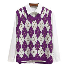 (M, Purple) Ladies Loose V Neck Sweater Vest Women Casual Sleeveless Holiday Waistcoat Cozy