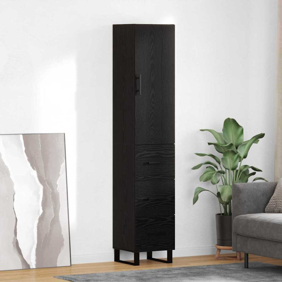 Vidaxl Highboard Black Oak 34.5 X 34 X 180 Cm Engineered Wood
