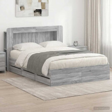 vidaXL Bed Frame with Storage Grey Sonoma 160 x 200 cm Engineered Wood