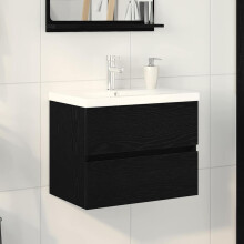 vidaXL Bathroom Sink Cabinet Black Oak 60 x 39 x 62 cm Engineered Wood