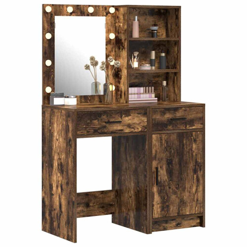 VidaXL vidaXL Dressing Table Set with Drawer 2 pcs Smoked Oak Engineered Wood 1