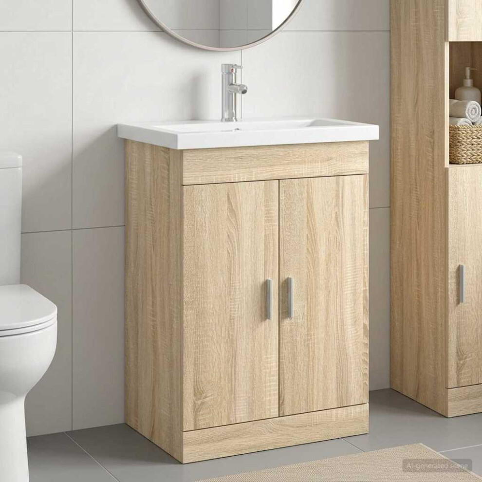 Vidaxl Bathroom Furniture Set Sonoma Oak 61 X 40 X 84.5 Cm