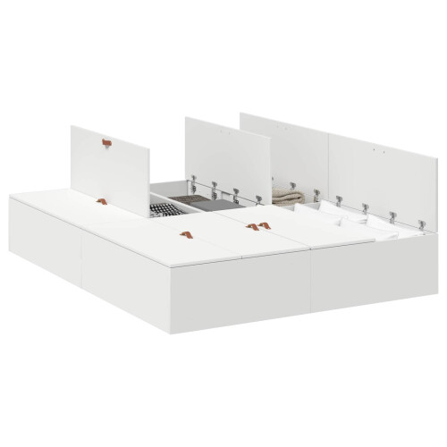 VidaXL vidaXL Storage Bed Frame White 135 x 190 cm Engineered Wood 1