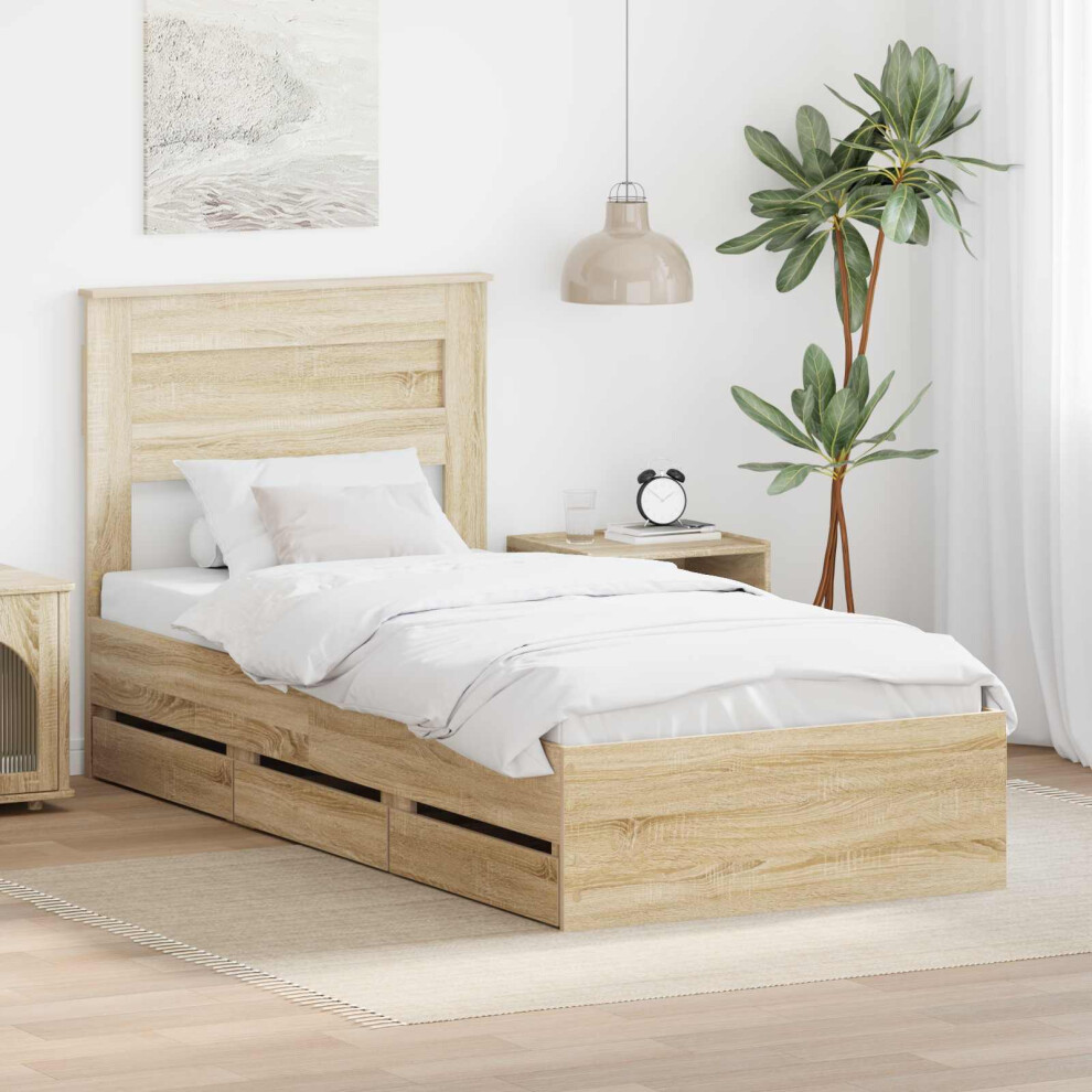 Vidaxl Bed Frame With Drawer Sonoma Oak 90 X 200 Cm Engineer Wood