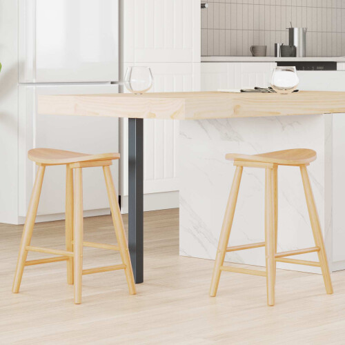 VidaXL vidaXL Dining Chairs 2 pcs Natural 46 x 37 x 63 cm Solid Rubber Wood
