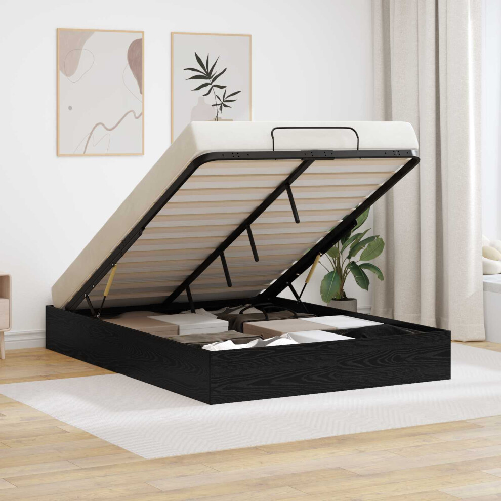 Vidaxl Ottoman Bed Frame Oak 193 X 120 X 25 Cm Engineered Wood Black