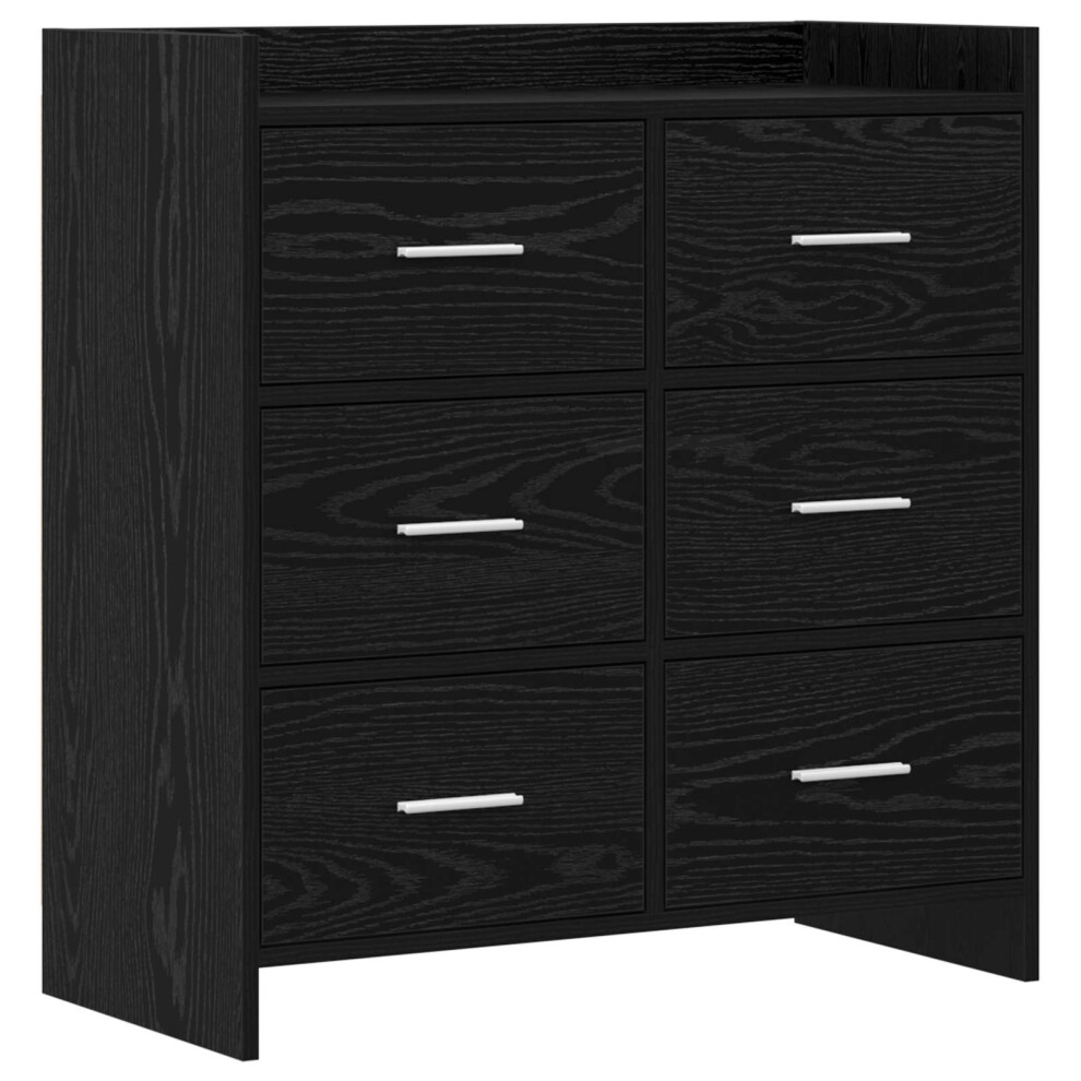 Vidaxl Sideboard Oak 75 X 33 X 80 Cm Engineered Wood Black