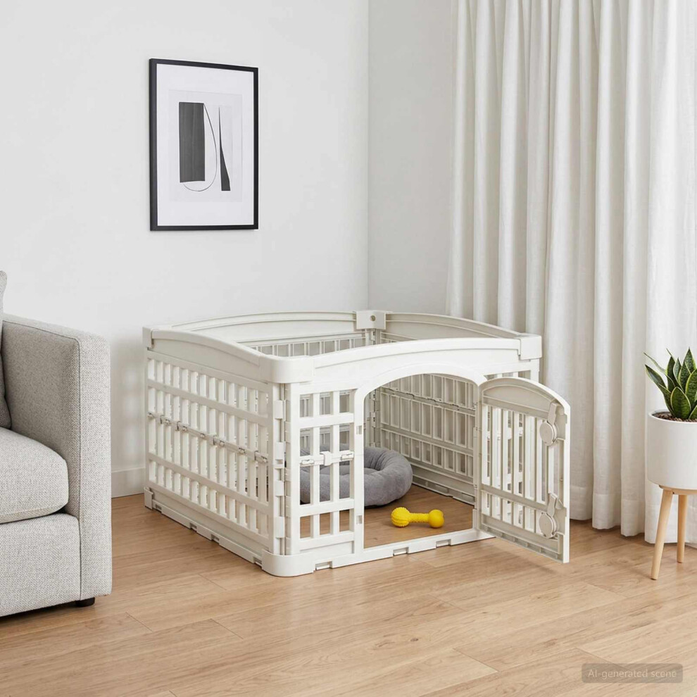 Vidaxl 4 Panel Dog Playpen White 63 X 63 X 40 Cm Plastic