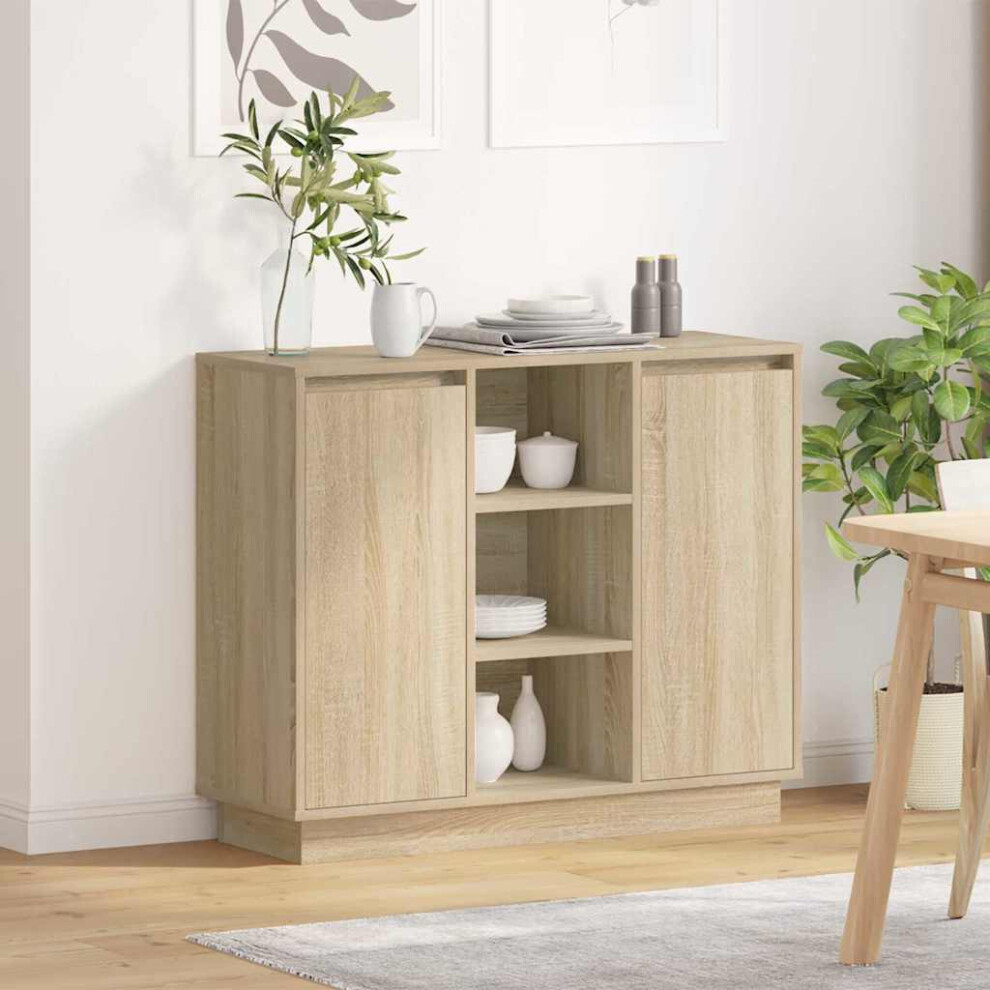 Vidaxl Led Sideboard Sonoma Oak 90 X 32 X 75 Cm Engineered Wood
