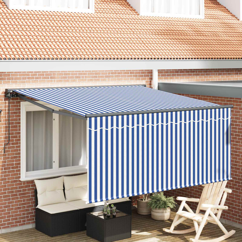 Vidaxl Retractable Awning Manual And 350 X 250 Cm Blue/White