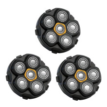 3 Pcs 6 Blade Magnetic Replacement Shaving Heads for 6D Bald Shavers, for Most Magnetic Electric Razors