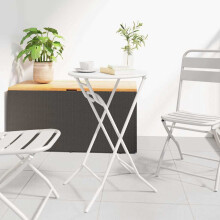 vidaXL Garden Table Folding White 50 x 50 x 72 cm Metal