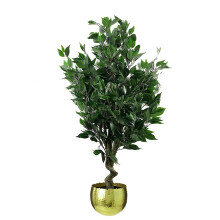 110cm Leaf Realistic Artificial Ficus Tree / Plant  Gold Curve Planter