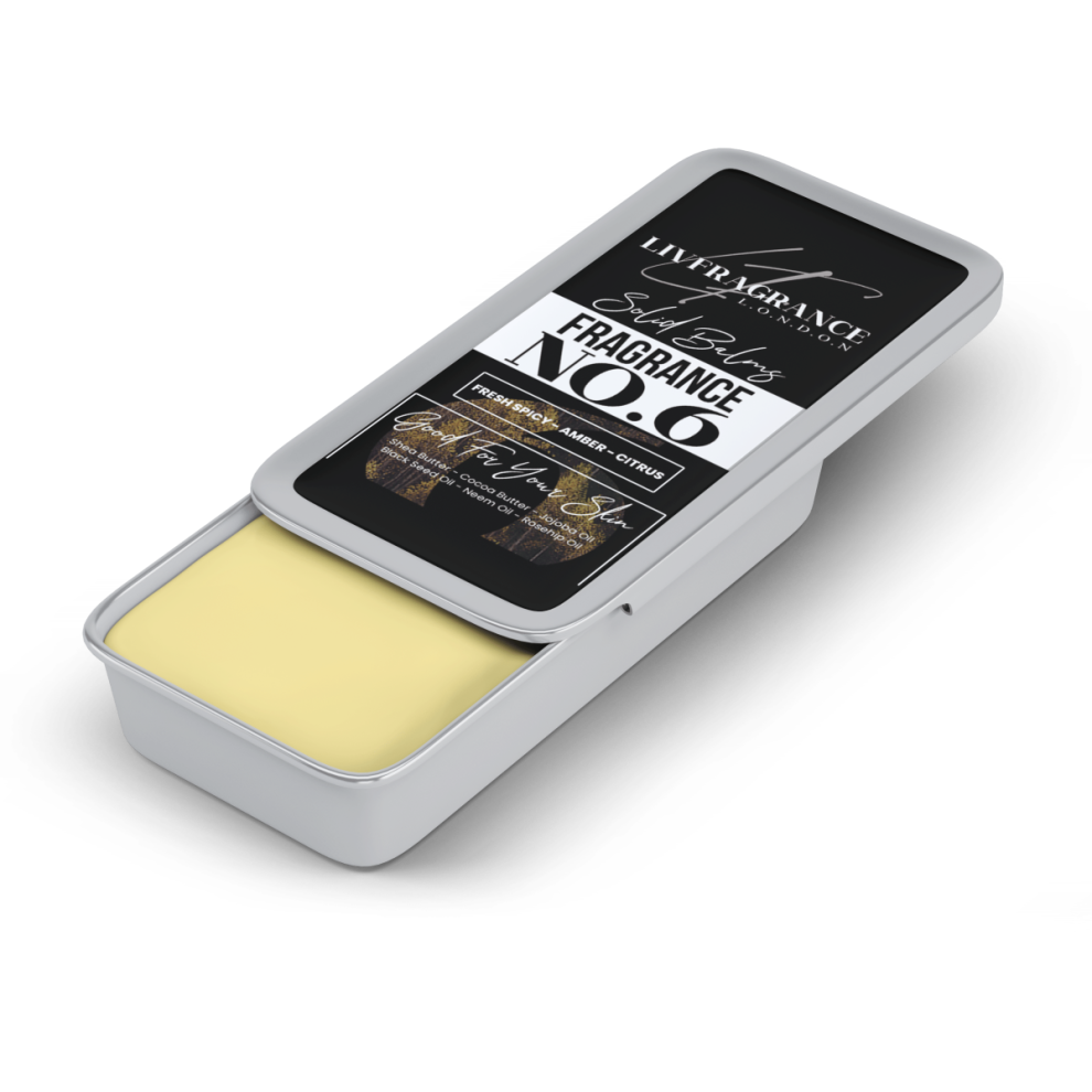 Livfragrance Solid Balm No.6 Fresh Spicy Amber Citrus, Shea, Jojoba & Beeswax