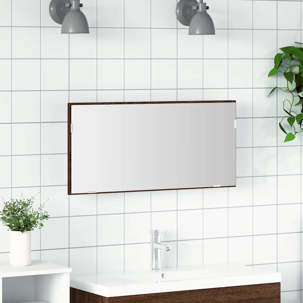 Vidaxl Mirror Oak 80 X 37 Cm Glass And Engineered Wood Brown
