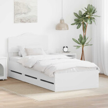 vidaXL Bed Frame with Drawer White 90 x 190 cm Engineer Wood