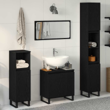 vidaXL Badezimmermöbel-Set 3 stk. Schwarz Eichen-Optik