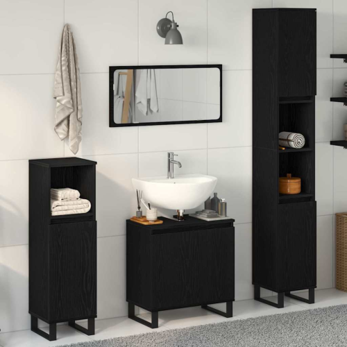 VidaXL vidaXL Badezimmermöbel-Set 3 stk. Schwarz Eichen-Optik