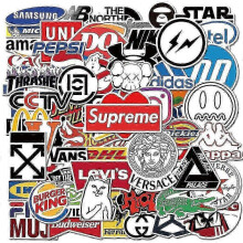 50pcs Cool Stickers Pack,trendy Brand Waterproof Stickers, Vinyl Stickers for Water Bottle Laptop Luggage Guitar Phone Helmets,skateboard Stickers For