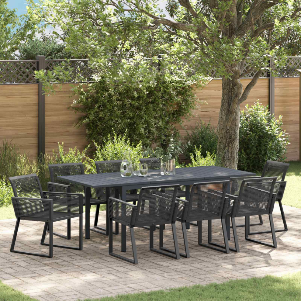 Vidaxl Garden Dining Set 9 Pcs Black Poly Rattan