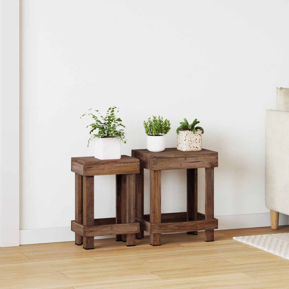 Vidaxl Plant Stand 2 Pcs 70 X 11 X 27 Cm Mahogany Wood Brown