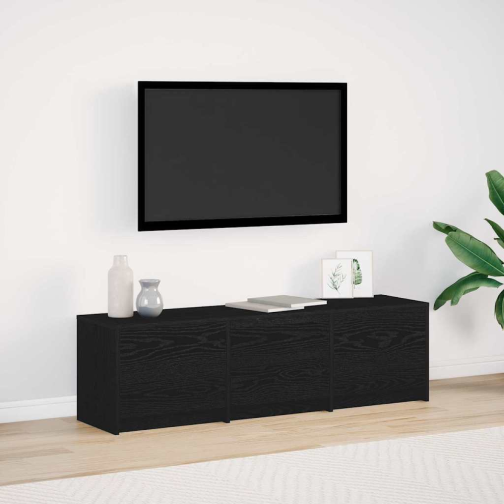 Vidaxl Tv Cabinet With Led Black Oak 140 X 34 X 40 Cm Engineered Wood