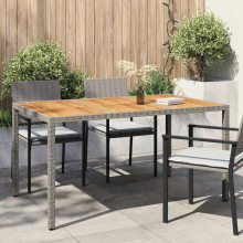vidaXL Garden Table Grey 150 x 90 x 75 cm Poly Rattan