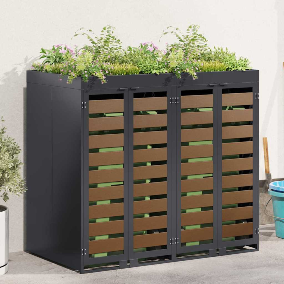 Vidaxl Wheelie Bin Storage For 2 Bins Anthracite 136 X 77.5 X 121.5 Cm