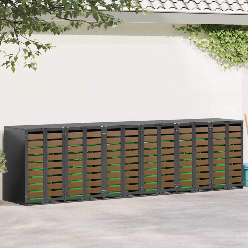 VIDAXL Wheelie Bin Storage Shed - 6 Bin Capacity - Grey - Image 2