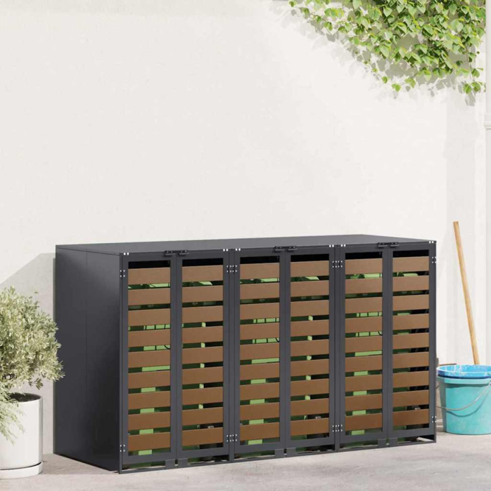 VIDAXL 3 Wheelie Bin Storage Shed - Anthracite - Image 2