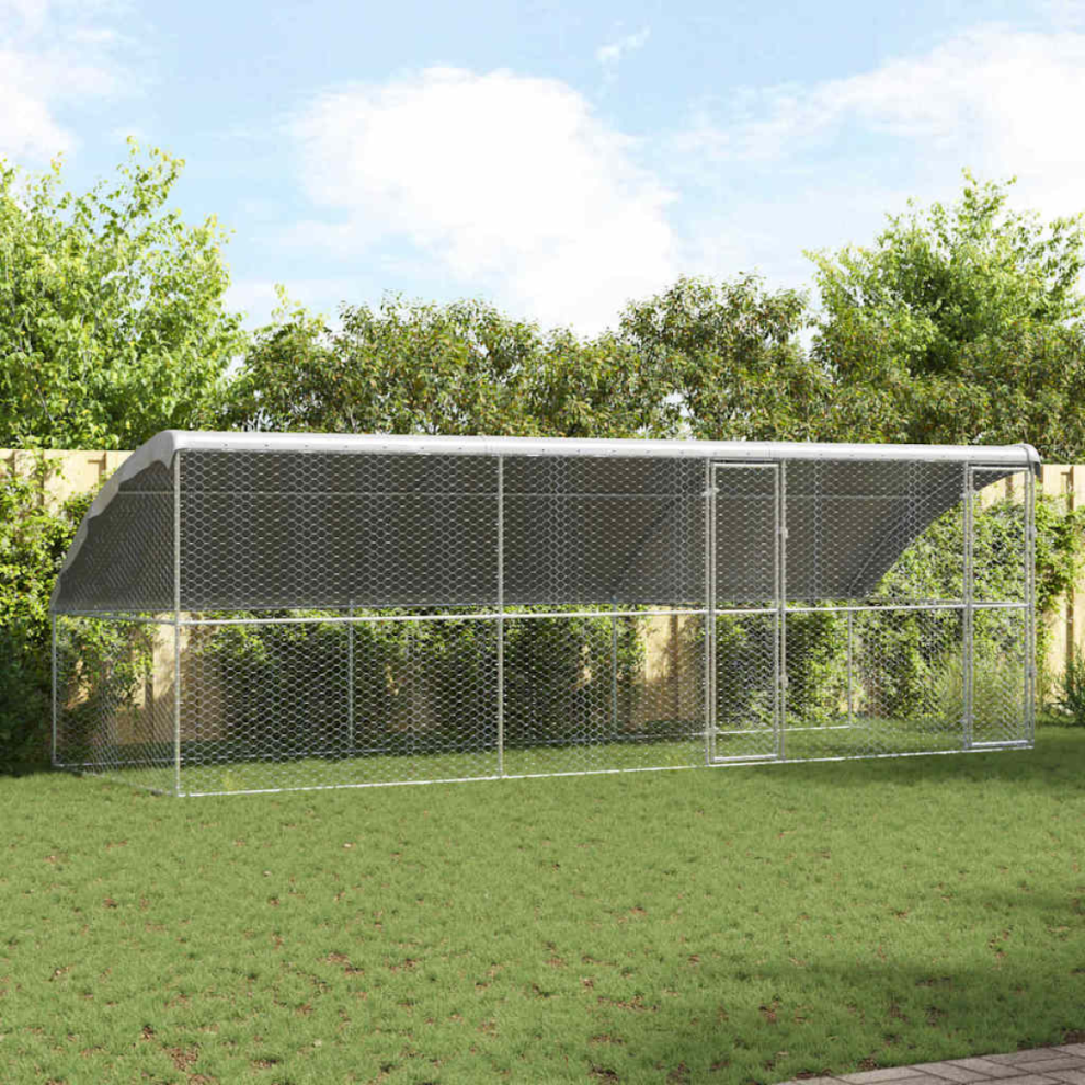 Vidaxl Dog Kennel 3 Pcs Silver 6 X 2 X 2 M Galvanised Steel, Silver - Image 2
