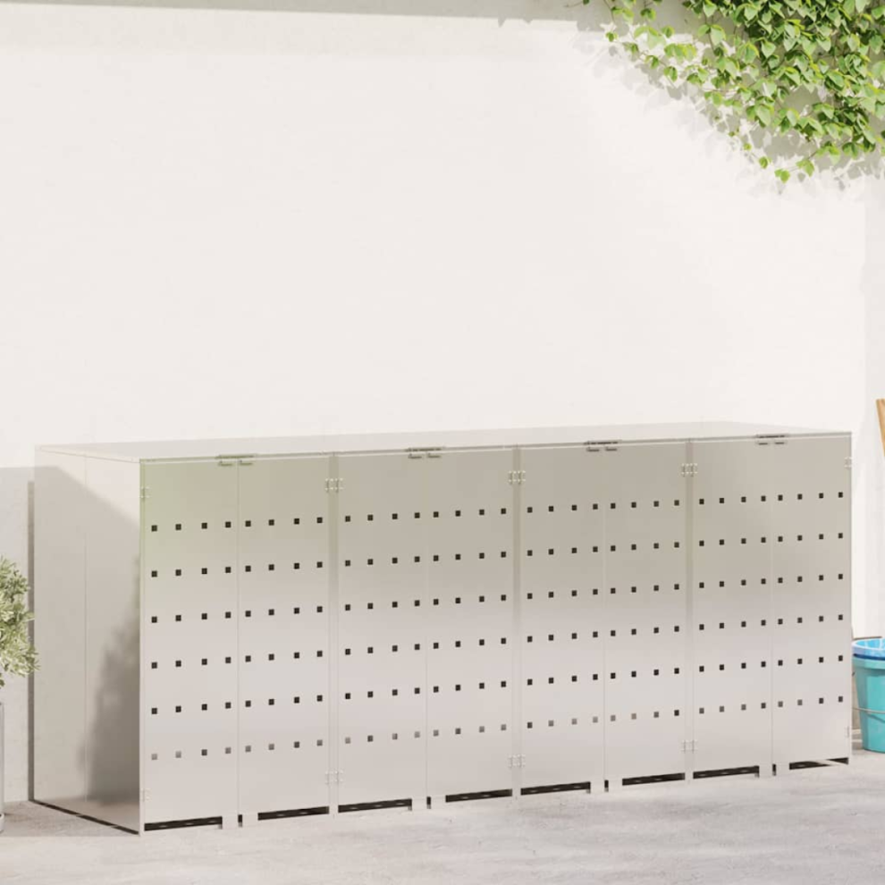 Vidaxl Wheelie Bin Storage For 4 Bins Silver 272 X 77.5 X 115.5 Cm
