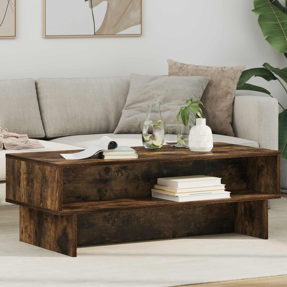Vidaxl Coffee Table Smoked Oak 100 X 46 X 35 Cm Engineered Wood