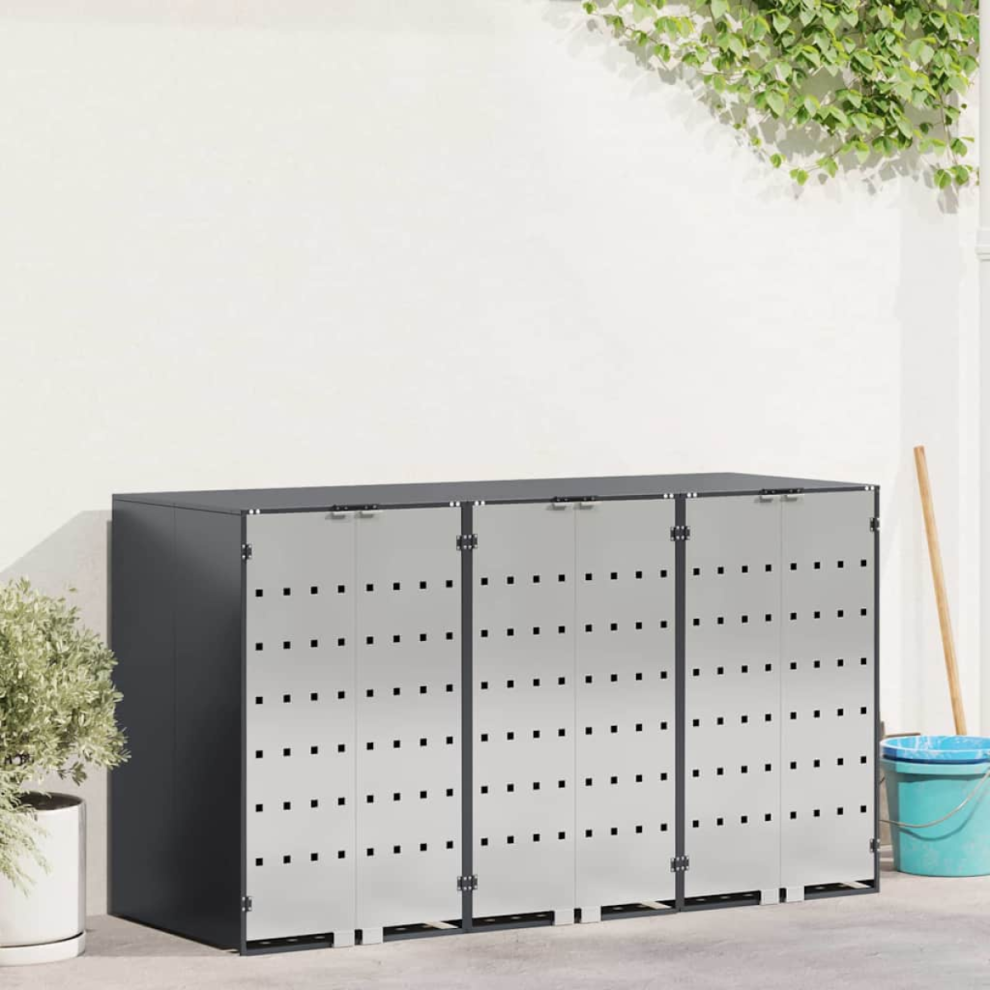 Vidaxl Wheelie Bin Storage For 3 Bins Anthracite 204 X 77.5 X 115.5 Cm